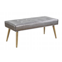 OSP Home Furnishings AMT24-S52 Amity Bench in Sizzle Pewter Fabric with Solid Wood Legs